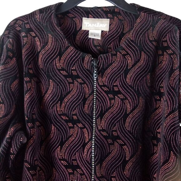 TanJay Womens Size M Multicolor Glitter Sparkle Rhinestone Zipper Front Stretch - Picture 2 of 12